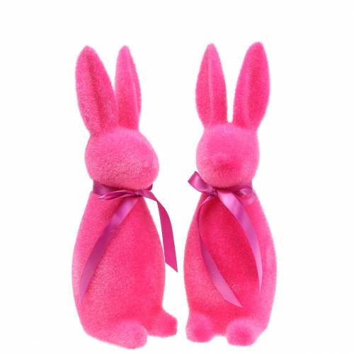 Floristik24 Królik flokowany różowy H30cm 2szt