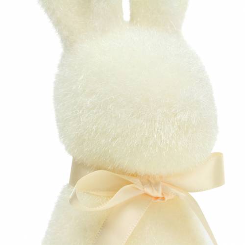 Floristik24 Króliczek flokowany biały krem wys.30cm 2szt