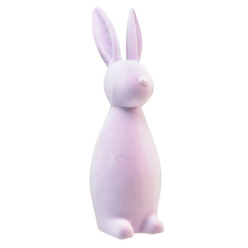 Dekoracja wielkanocna zając stojący – 2. wybór – flokowany liliowy wys. 47 cm