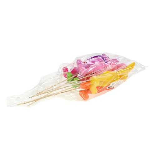 Floristik24 Deco króliczek flokowany na patyku kolorowy asortyment 15cm 6szt.