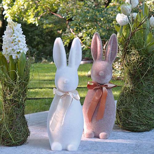 Floristik24 Flokowany królik brązowy H42cm