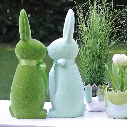 Floristik24 Flokowany królik zielony H42cm