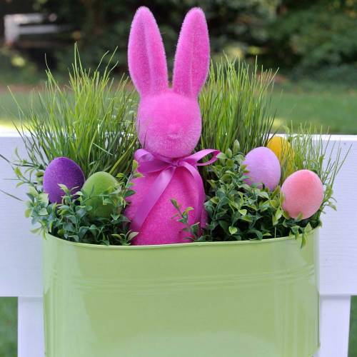 Floristik24 Króliczek flokowany różowy W42cm