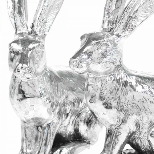 Produkt Zając Wielkanocny Siedzący Srebrny Królik Figurka Dekoracyjna Wielkanoc 13cm 2szt
