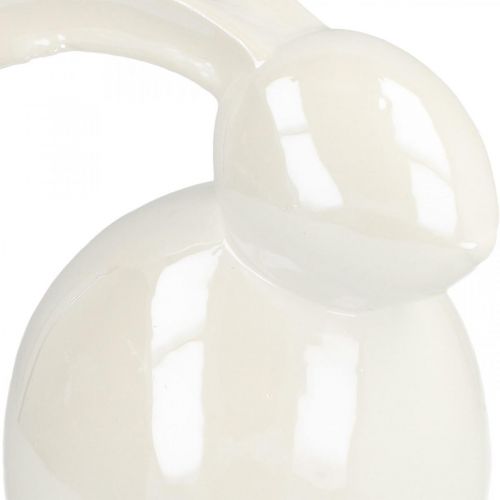 Floristik24 Zajączek dekoracyjny, dekoracja wielkanocna, ceramiczny króliczek wielkanocny biały, masa perłowa wys.9,5cm 4szt