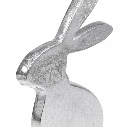 Floristik24 Króliczek Srebrna metalowa drewniana podstawa Easter Bunny Decoration Easter
