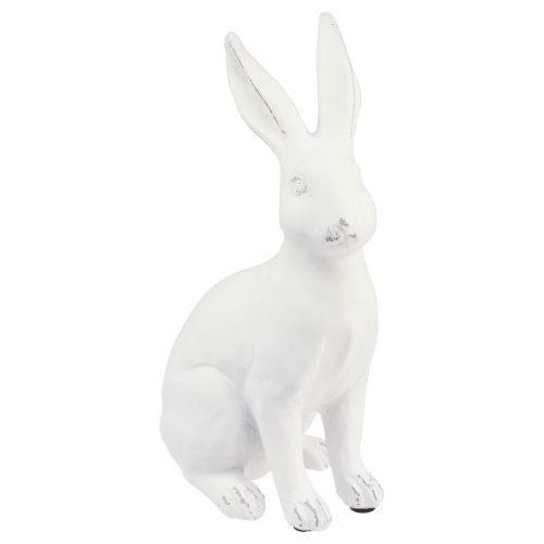 Floristik24 Królik siedzący Królik dekoracyjny Dekoracja ze sztucznego kamienia biała W27cm