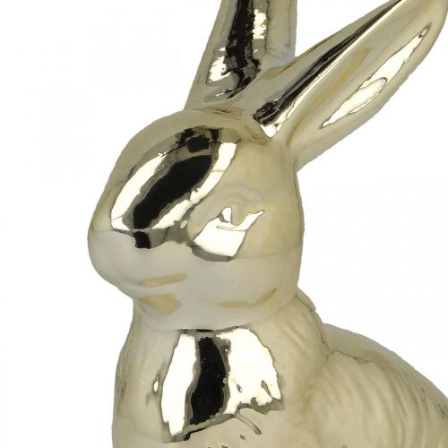 Floristik24 Zajączek wielkanocny Dekoracja Zajączek złoty Zajączek siedzący H12cm 3szt