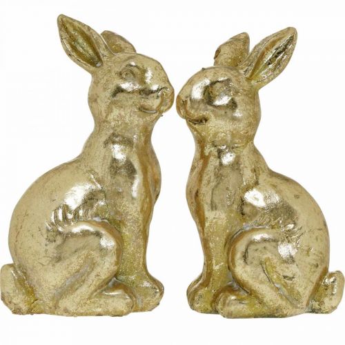 Produkt Złota ozdoba króliczka siedząca w stylu antycznym Zajączek wielkanocny wys. 12,5 cm 2 szt.