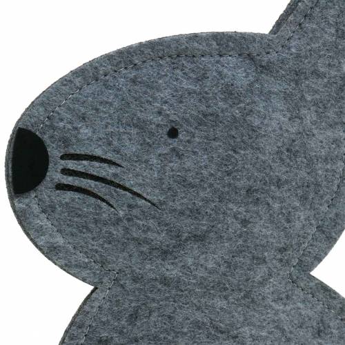 Floristik24 Królik Siedzący Filc Szary 40cm x 7cm H61cm Dekoracja Okna