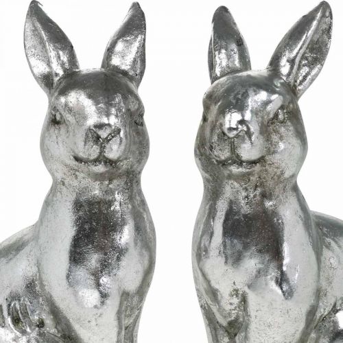 Produkt Deco siedzący królik Dekoracja wielkanocna srebrna vintage W17cm 2szt
