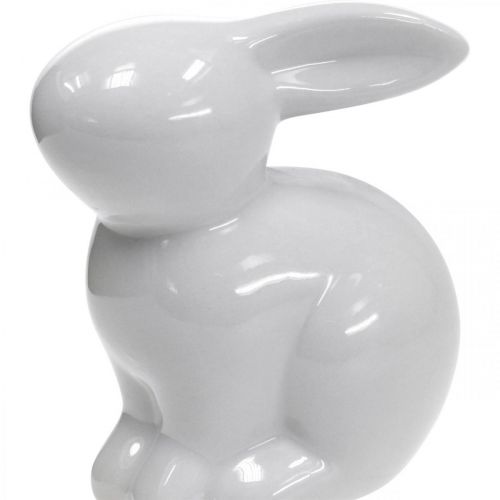 Floristik24 Zajączek dekoracyjny ceramiczny biały siedzący zajączek wys. 8,5 cm 4szt