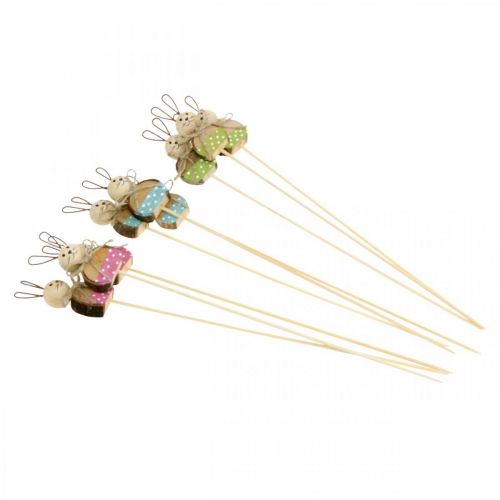 Floristik24 Zając w kształcie kwiatka dekoracja z rdzy drewno Zajączek wielkanocny na patyku 8cm 9 szt