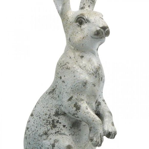 Produkt Ozdobny królik na Wielkanoc, wiosenna dekoracja o wyglądzie betonu, figura ogrodowa ze złotymi akcentami, shabby chic wys.42cm