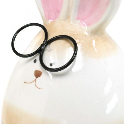 Floristik24 Ceramiczne zające wielkanocne w okularach, dekoracja wielkanocna para zajączków wys.19cm 2szt
