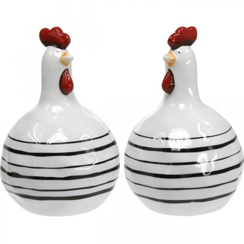 Ozdobna figurka ceramiczna w czarno-białe paski Wielkanoc W17cm 2szt