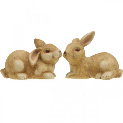 Floristik24 Zajączek leżący brązowy ceramiczny królik para dekoracyjna figura 15,5 cm 2 szt.