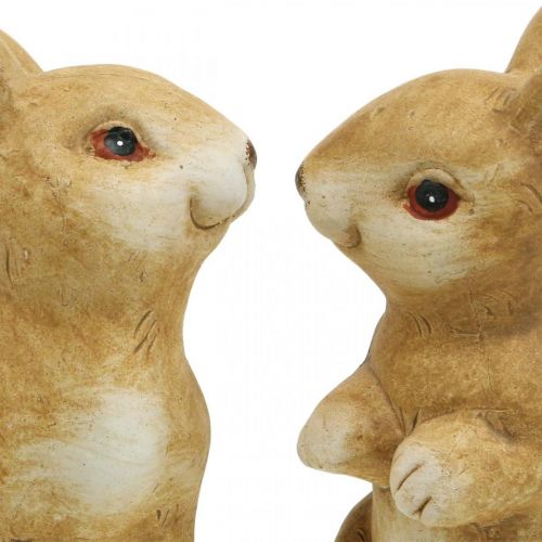 Produkt Zajączek siedzący, dekoracja ceramiczna, Wielkanoc, para zające brązowy wys.15cm zestaw 2