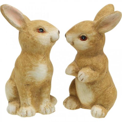 Produkt Zajączek siedzący, dekoracja ceramiczna, Wielkanoc, para zające brązowy wys.15cm zestaw 2