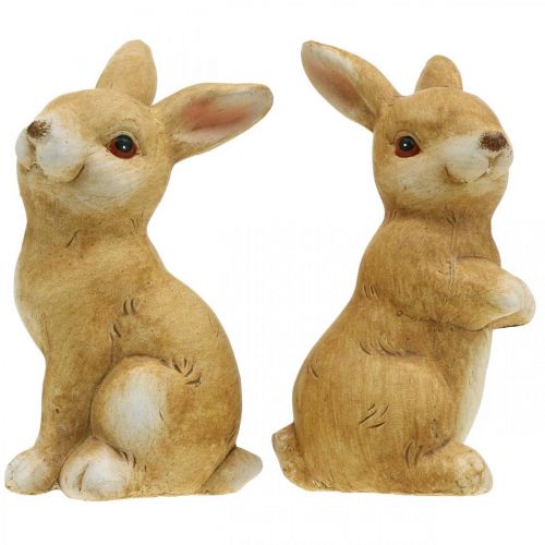 Produkt Zajączek siedzący, dekoracja ceramiczna, Wielkanoc, para zające brązowy wys.15cm zestaw 2