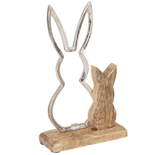 Floristik24 Dekoracyjny Królik Metal &amp; Drewno – Nowoczesna figurka wielkanocna w naturalnym wzorze 22cm 2 szt.