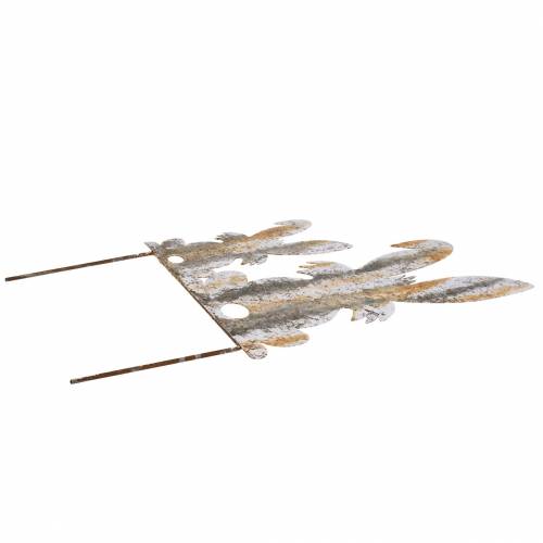 Floristik24 Ozdoba wielkanocna zajączek z dzieckiem do przyklejenia rdza brzoza wygląd metalu 25 × 32cm