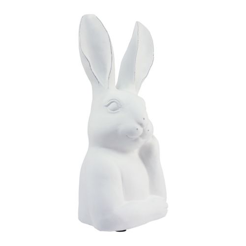 Floristik24 Dekoracja królika Królik biały sztuczny kamień myślący 18×12,5×30,5cm