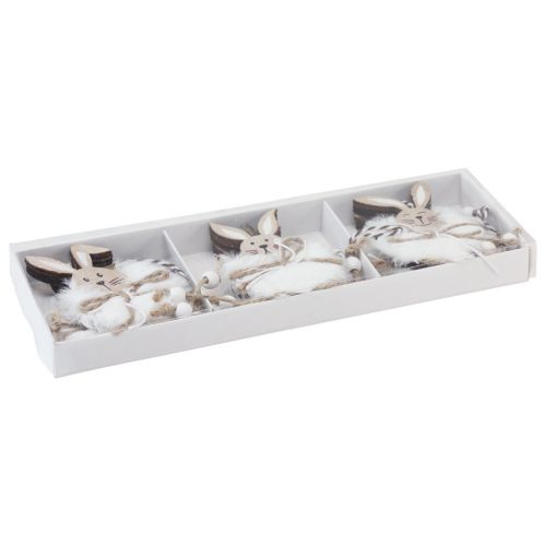 Produkt Króliczki ozdobne drewniane króliczki do zawieszania naturalna biel 5cm×12cm 6szt