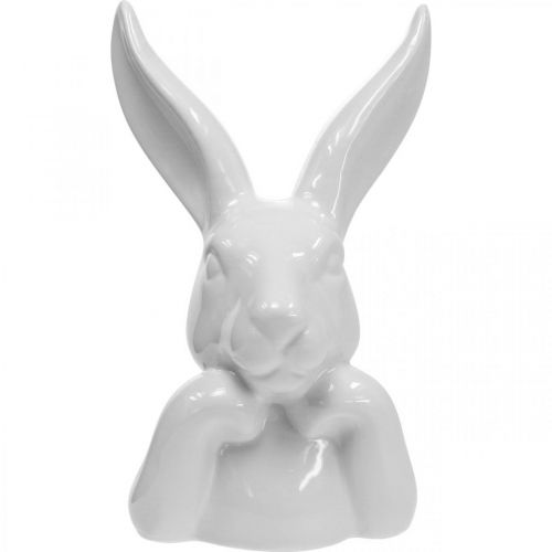 Floristik24 Deco królik ceramiczny biały, popiersie królika Dekoracja wielkanocna H17cm 3szt