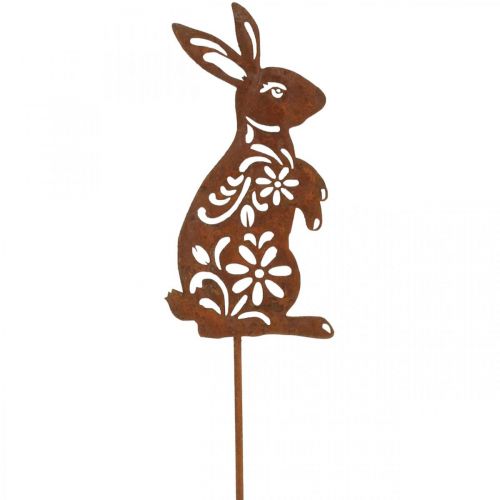 Produkt Garden Stake Rust Bunny Flower Pattern Dekoracja ogrodowa Wielkanoc 9×15cm