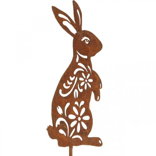 Produkt Garden Stake Rust Bunny Flower Pattern Dekoracja ogrodowa Wielkanoc 9×15cm