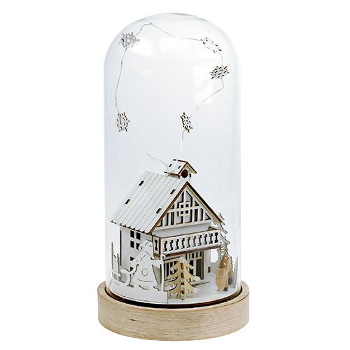 Floristik24 Domek podświetlany z dzwonkiem szklanym 27,5cm