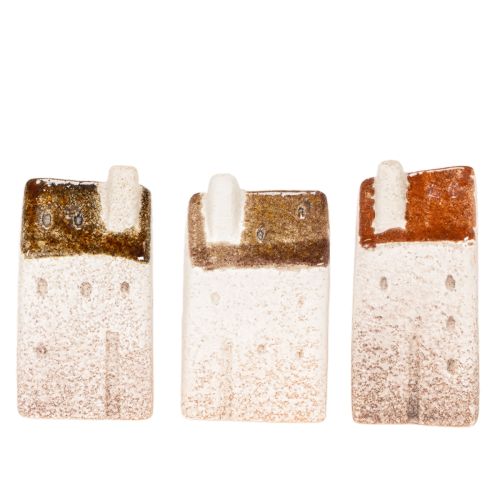 Zestaw dekoracyjnych domków ceramicznych, domki miniaturowe do postawienia, 7cm, 3 sztuki | Floristik24.pl