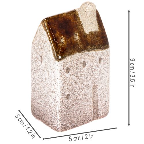 Zestaw dekoracyjnych ceramicznych domków w miniaturze, dekoracja stołu, 9 cm, 3 sztuki | Floristik24.pl