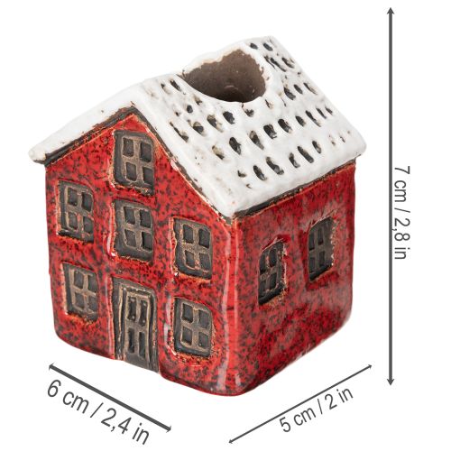 Świecznik ceramiczny, dekoracyjny domek ze śniegiem do dekoracji stołu, 7cm, 2 sztuki | Floristik24.pl