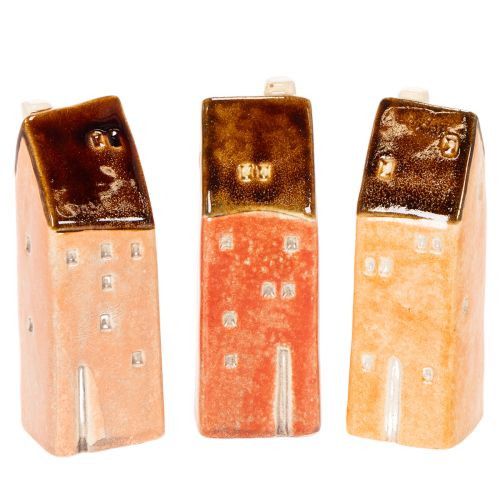 Dekoracyjny ceramiczny domek w miniaturze z oknami, 14 cm, 3 sztuki kupić | Floristik24.pl