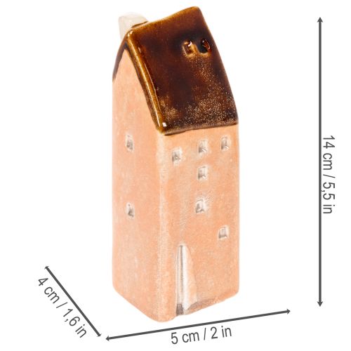 Dekoracyjny ceramiczny domek w miniaturze z oknami, 14 cm, 3 sztuki | Floristik24.pl