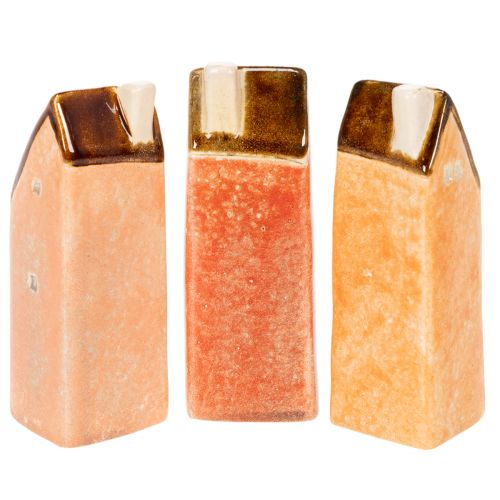 Dekoracyjny ceramiczny domek w miniaturze z oknami, 14 cm, 3 sztuki | Floristik24.pl