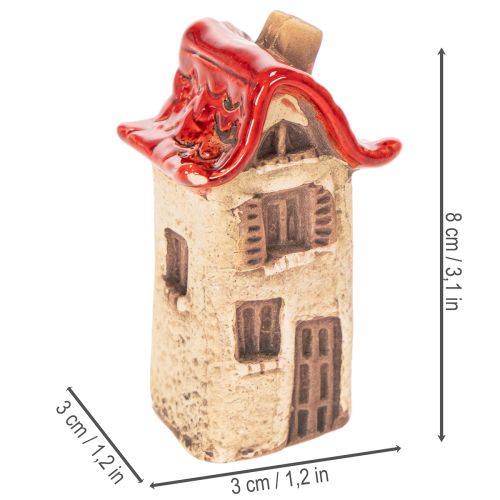 Zestaw ceramicznych dekoracji do domu Małe domki z czerwonym dachem 8 cm 2 szt. | Floristik24.pl