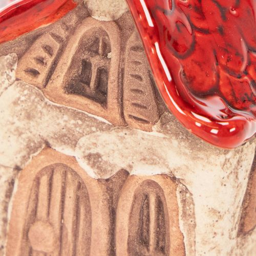 Zestaw ceramicznych dekoracji do domu Małe domki z czerwonym dachem 8 cm 2 szt. | Floristik24.pl
