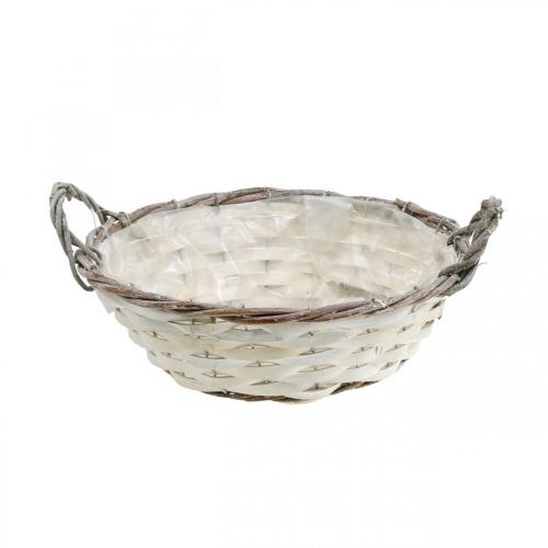 Produkt Kosz dekoracyjny do sadzenia roślin, kosz na rośliny okrągły biały H9,5cm Ø29,5cm