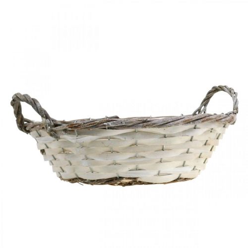 Produkt Kosz dekoracyjny do sadzenia roślin, kosz na rośliny okrągły biały H9,5cm Ø29,5cm