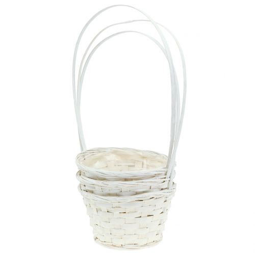 Floristik24 Kosz na śmieci z uchwytem biały 34cm 3szt