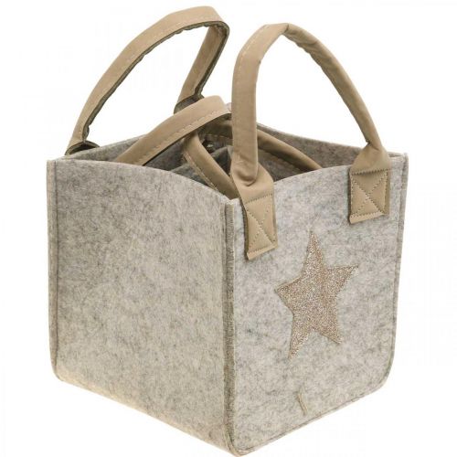 Floristik24 Deco Pot Torebka Filcowa Dekoracja Świąteczna Beżowa 20/16cm Zestaw 2 szt.