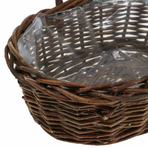 Floristik24 Koszyk z rączką owalny drewno natura 27×20cm H27cm