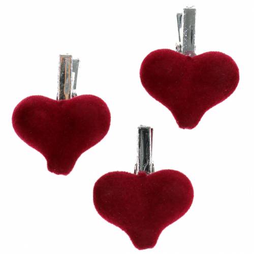 Produkt Dekoracyjne serce z klipsem czerwone 3cm 8 szt