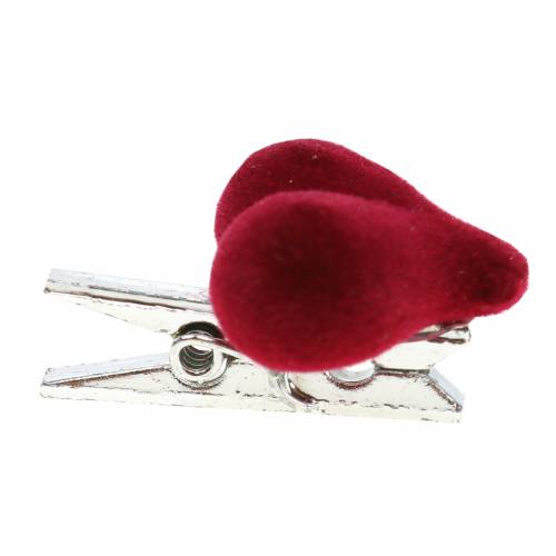 Produkt Dekoracyjne serce z klipsem czerwone 3cm 8 szt