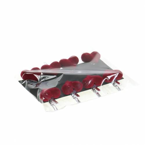 Produkt Dekoracyjne serce z klipsem czerwone 3cm 8 szt