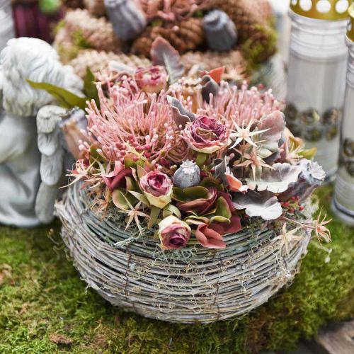 Floristik24 Poduszka z kwiatami jesiennymi sztuczna Protea Rosa Leucospermum 73cm 3szt