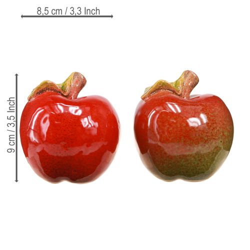 Produkt Jesienna dekoracja ceramiczna jabłka dekoracja stołu czerwono-zielone wys. 9cm 2 szt.